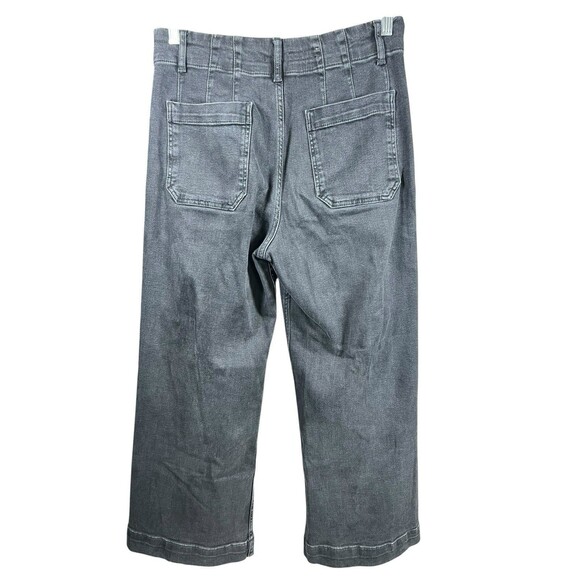 Pilcro Skipper Black Ankle Jeans Women 28‎ Wide Leg Stretch High Rise Anthro - Picture 7 of 14